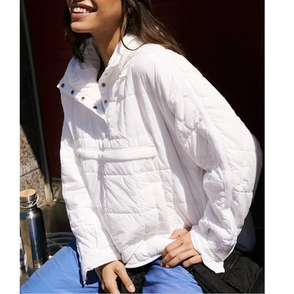 Lightweight & warm pullover puffer jacket, cozy outerwear for cool weather.