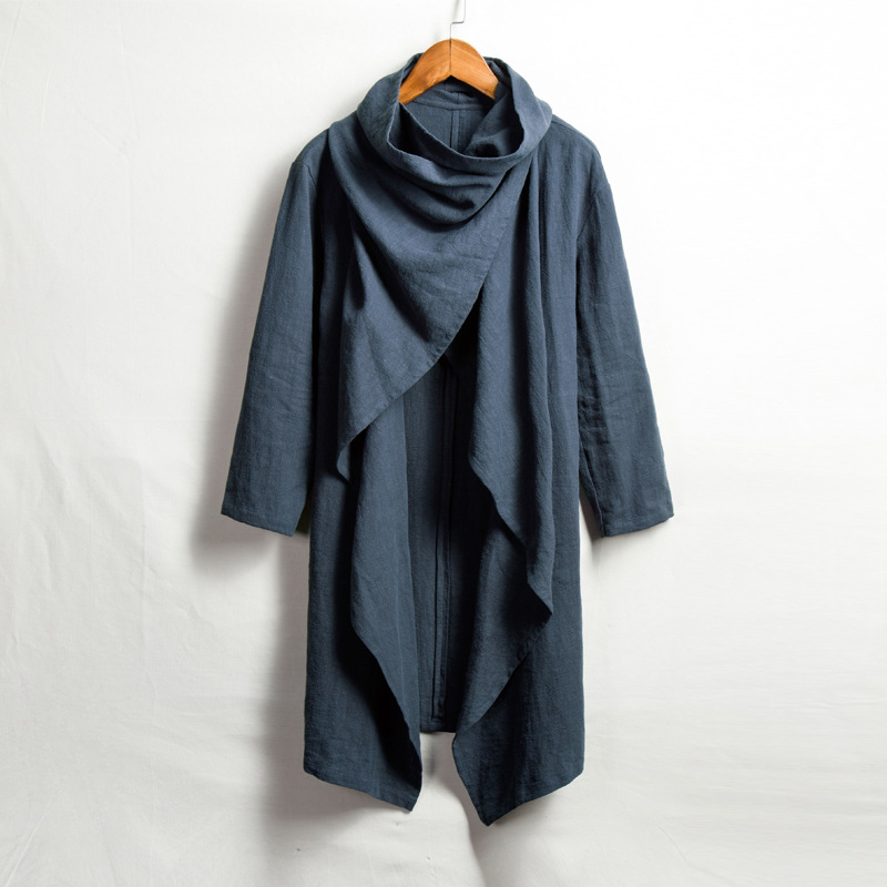 Unisex linen cloak with hood, relaxed fit. Effortless style, perfect for layering.