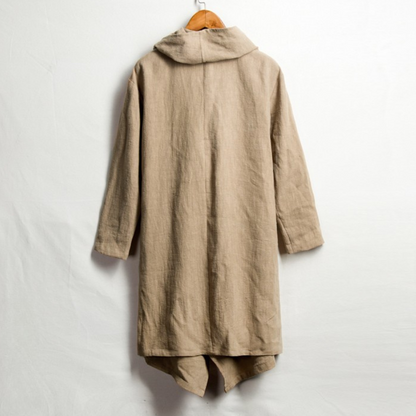 Versatile unisex linen cloak with hood. Effortless style, comfortable for any occasion.
