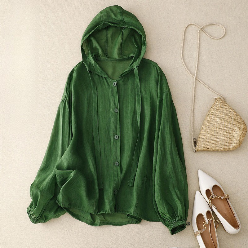 Lightweight linen hooded shirt, unisex design for ultimate summer comfort. Great as beachwear or casual everyday layering.
