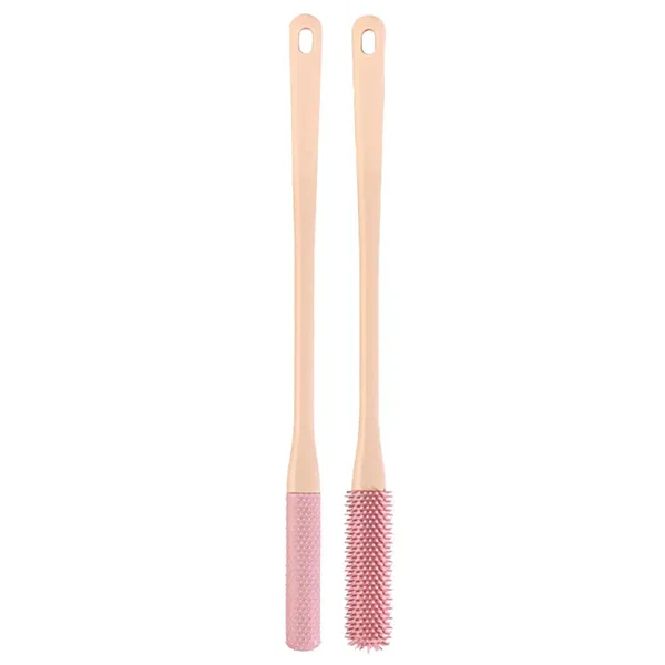 Gray long handle toe gap cleaning brush and anti-itch set for easy, deep foot cleaning and personal care.