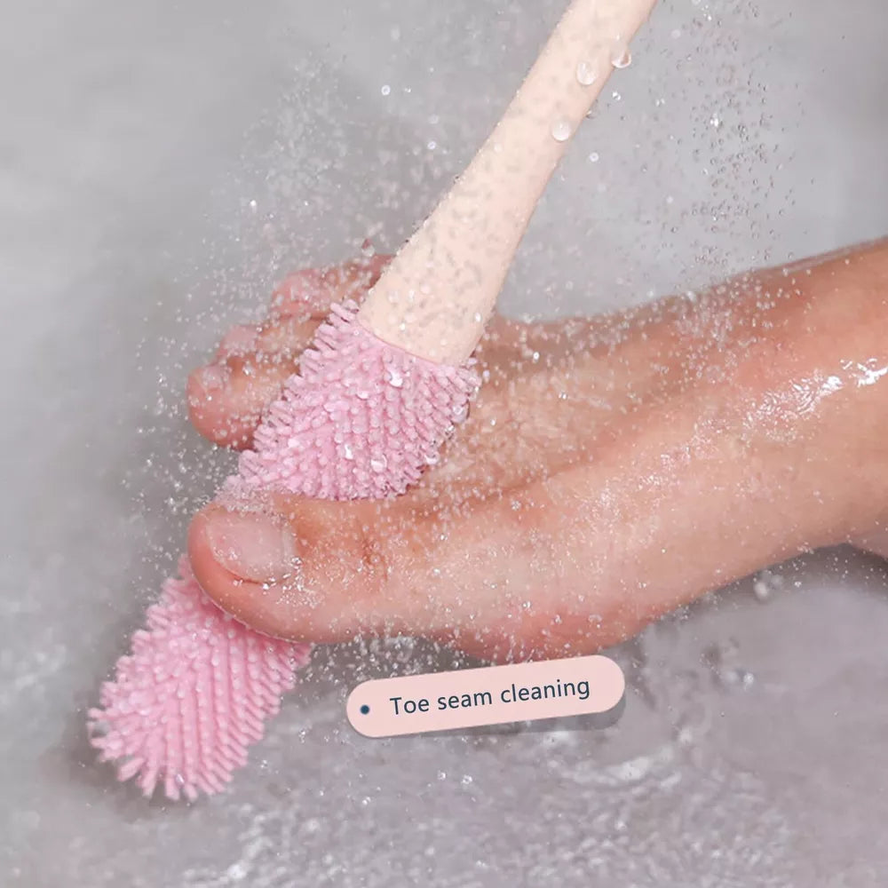 Ergonomic long handle toe gap cleaning brush & anti-itch tool, perfect for deep cleaning and foot care.