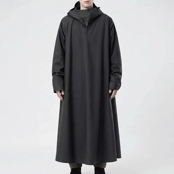 Versatile unisex long rain jacket, perfect hooded outdoor gear for commutes. Waterproof and durable wet weather apparel.