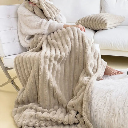 Unisex luxury comfort blanket for cozy warmth & relaxation, soft plush throw.