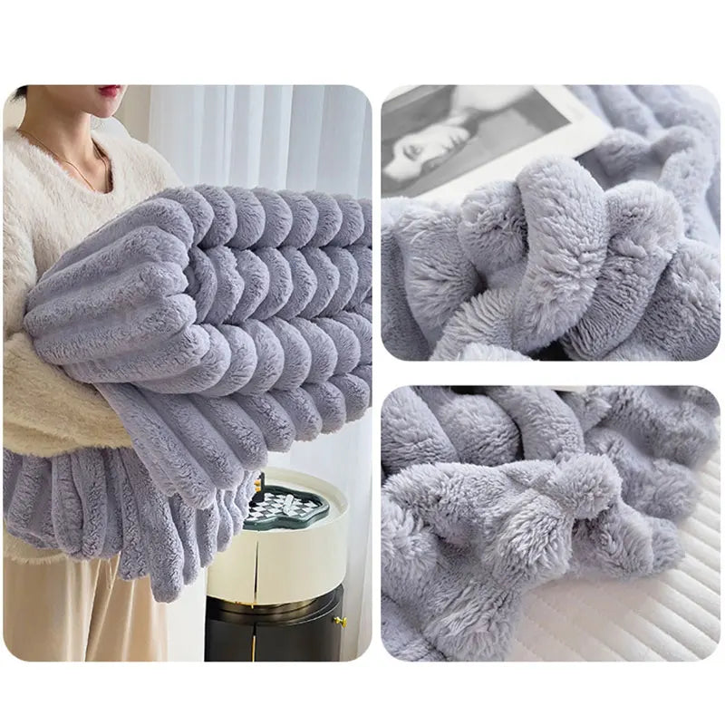 Rabbit plush luxury comfort blanket, providing ultimate softness and cozy warmth.