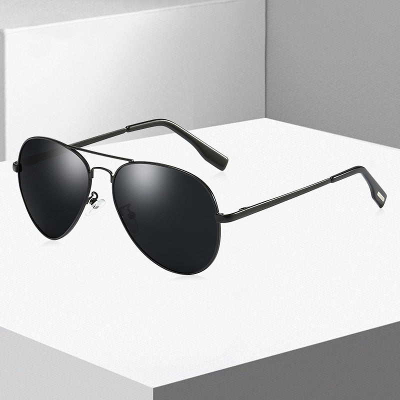 Unisex luxury polarized aviator sunglasses with mirror lenses for clear vision & UV protection. Pilot style.