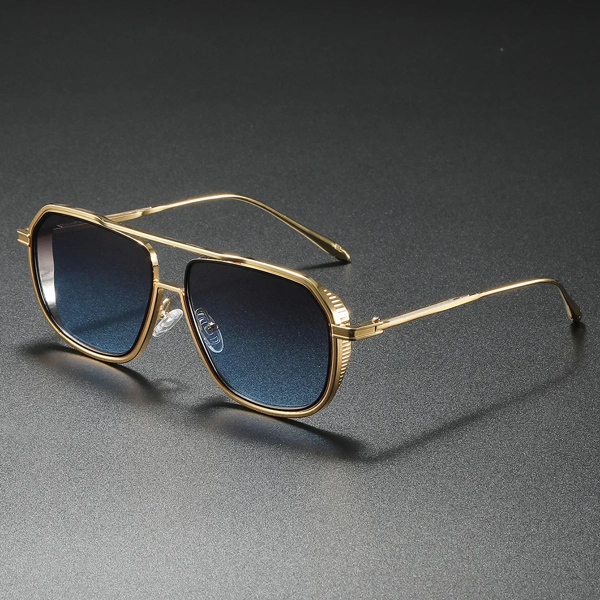 Unisex luxury statement sunglasses with UV400 protection. Fashionable eyewear accessory.