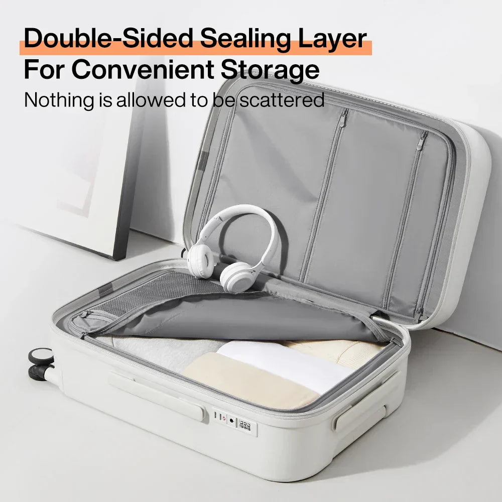 Durable hardshell travel luggage, impact-resistant & lightweight for secure business trips or vacations.