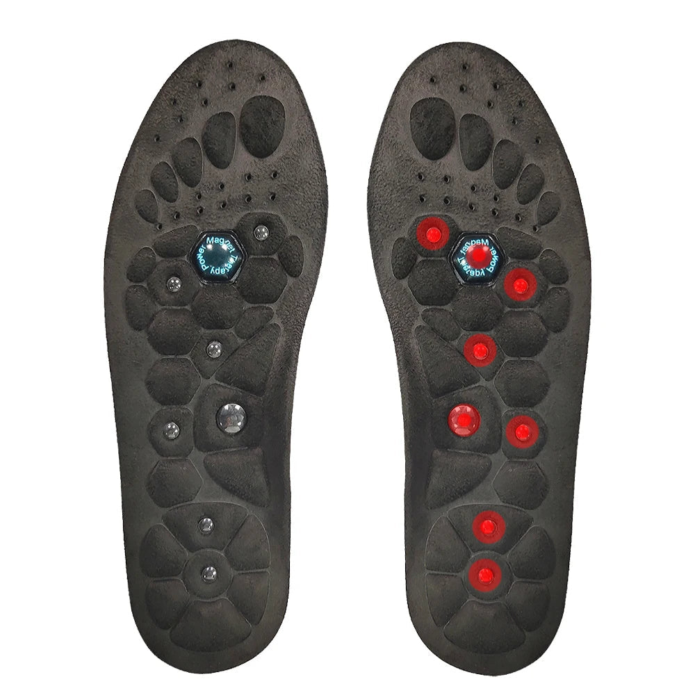 Acupressure magnetic insoles engineered for deep foot comfort, pain relief & reduced fatigue during daily wear.