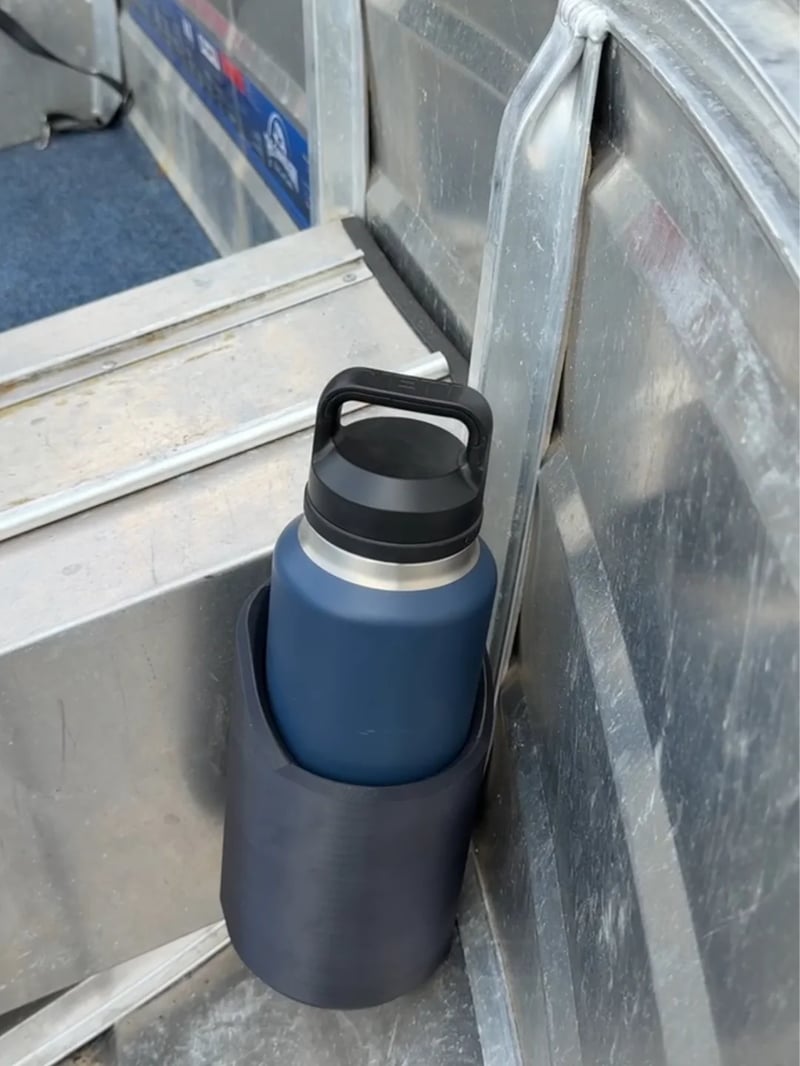 Hands-free magnetic drink holder with a secure grip for water bottles, tools & accessories in any setting.