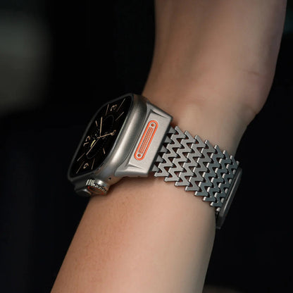 Sleek silver magnetic stainless steel metal watch band for smartwatches, durable & adjustable.