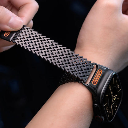 Premium magnetic stainless steel smartwatch band, providing a secure and comfortable fit.