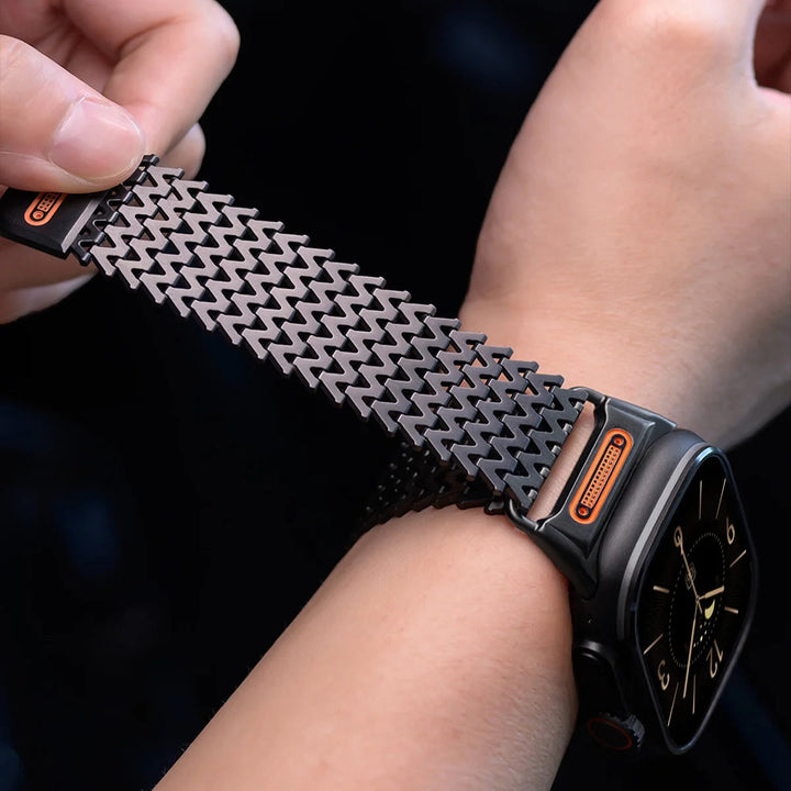 Premium magnetic stainless steel smartwatch band, providing a secure and comfortable fit.