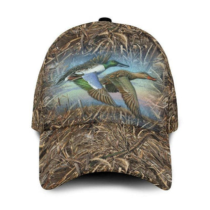 Unisex Mallard Duck Hunting Camo Baseball Cap, side view, showing camouflage pattern and duck emblem for outdoor adventures