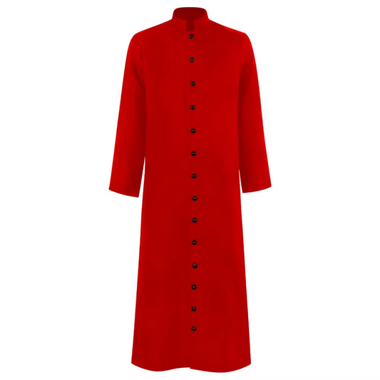 Unisex medieval monk or wizard robe costume in a multi-color fabric, perfect for cosplay, Halloween, or stage wear.
