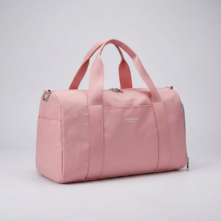 Waterproof gym duffel bag with dedicated shoe and wet compartments. Ideal unisex travel and sports bag.
