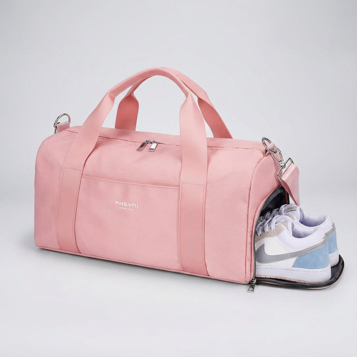 Durable waterproof duffel bag in medium size, perfect for gym, travel, or sports. Unisex design with smart organization.