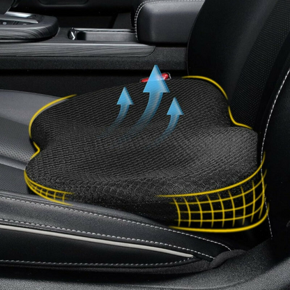 Unisex memory foam car seat cushion for shorter drivers. Boosts height & provides ergonomic back support for comfort.