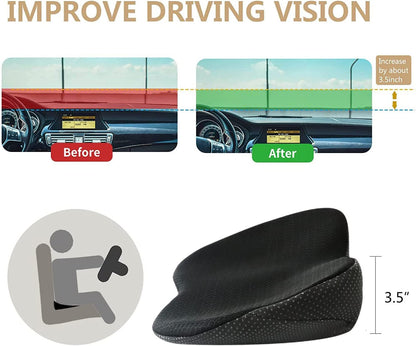 Essential vehicle accessory: ergonomic car seat cushion for shorter drivers, combining height and back support.