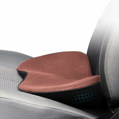 Ergonomic memory foam car seat cushion with lumbar support, enhancing driving comfort for all users.