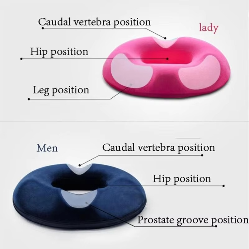 Ergonomic donut memory foam cushion for office chair tailbone and coccyx support.