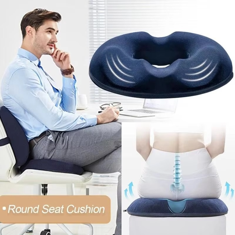 Unisex memory foam donut cushion for tailbone support, pressure relief, & daily comfort.