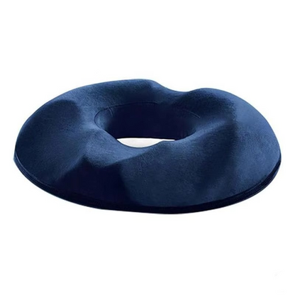 Memory foam donut seat cushion for tailbone, coccyx, and pressure relief.