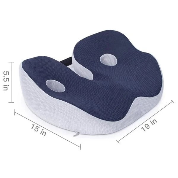 Memory foam sit bone relief seat cushion. Adjustable, ergonomic support for back pain & pressure relief in any seat.
