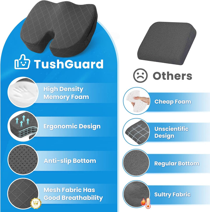 Sciatic nerve pain relief memory foam seat cushion, perfect for office, car, or home use.