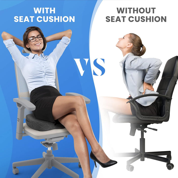 Advanced memory foam seat cushion for maximum comfort, pain relief, and posture correction.