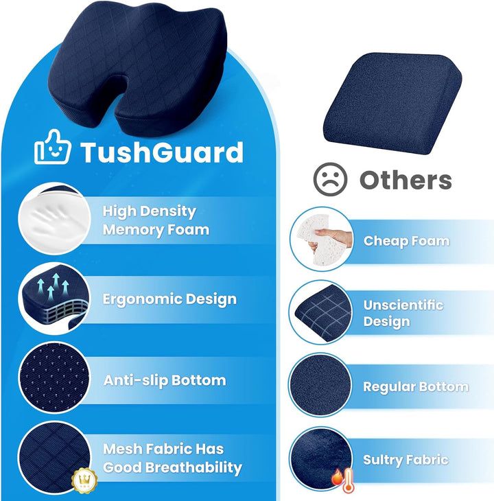 Premium unisex memory foam cushion, perfect for ergonomic office chair and comfortable car seat use.