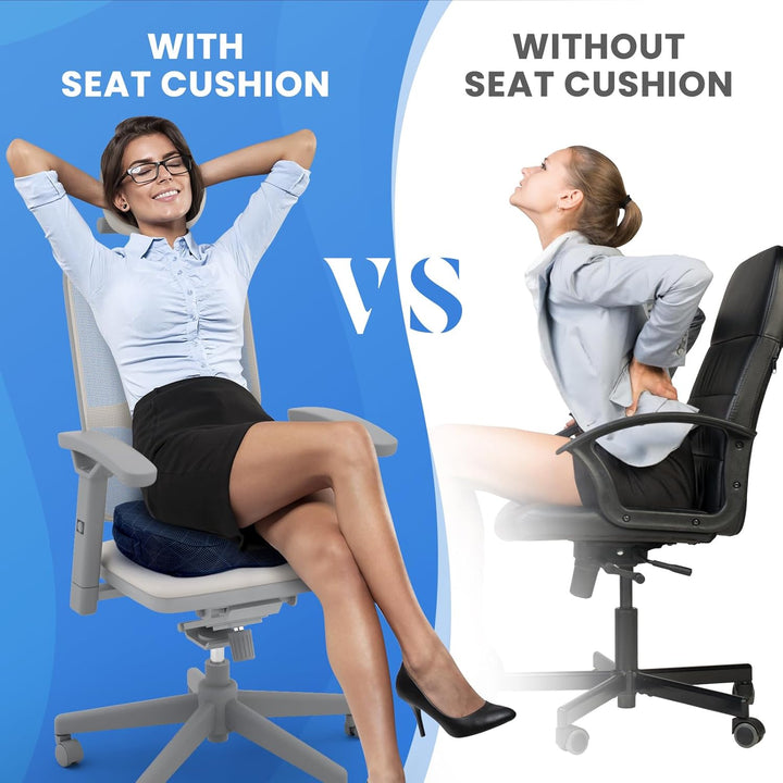 Memory foam car seat cushion for improved driving comfort, reducing fatigue & supporting the spine.