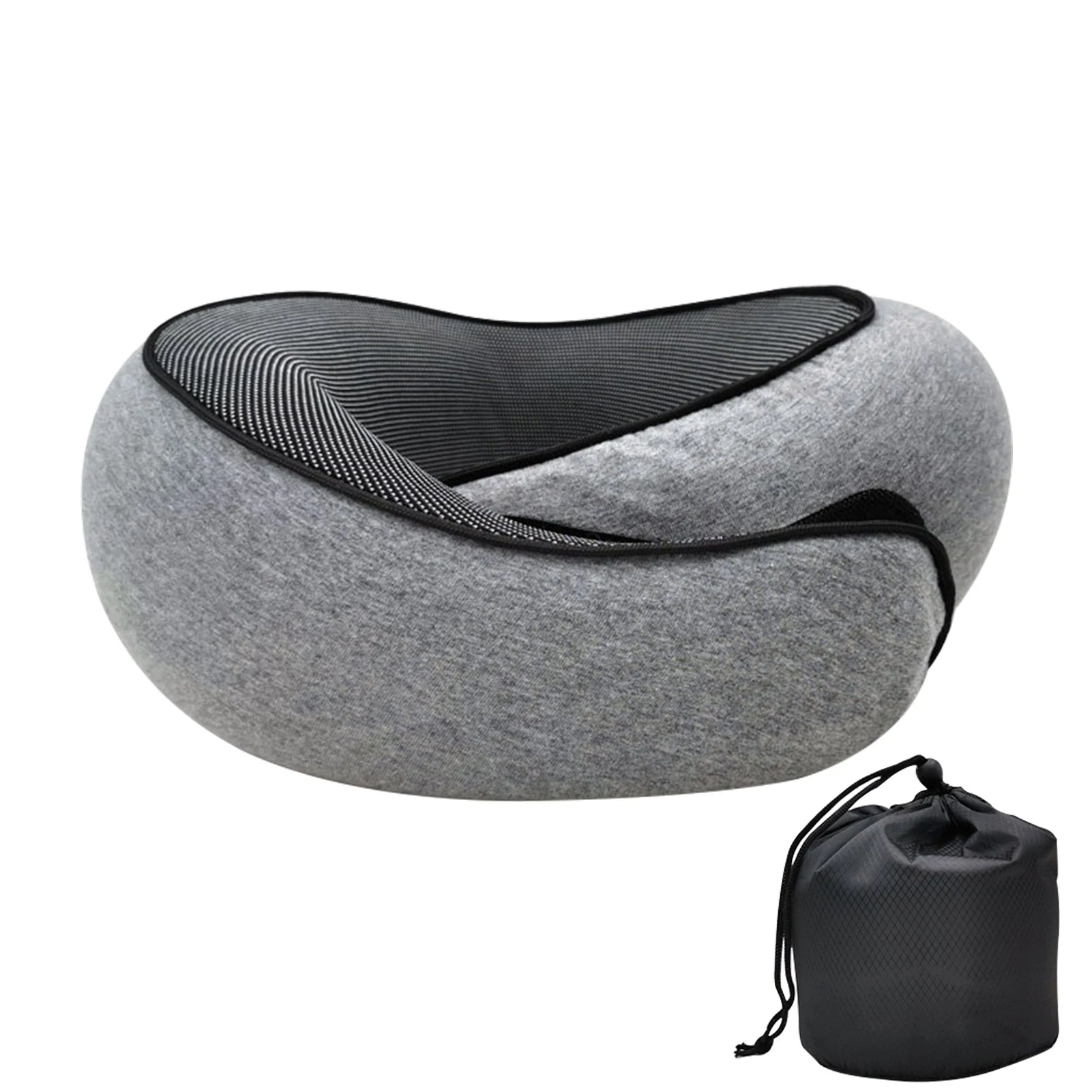 Ergonomic memory foam travel pillow providing excellent neck support for comfortable flights & road trips.