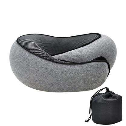 Ergonomic memory foam travel pillow providing excellent neck support for comfortable flights & road trips.
