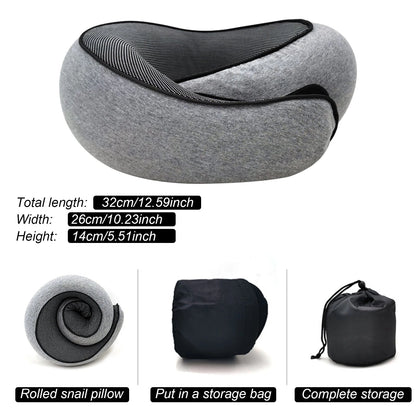Unisex travel neck pillow with responsive memory foam for ultimate support on airplanes & long car journeys.