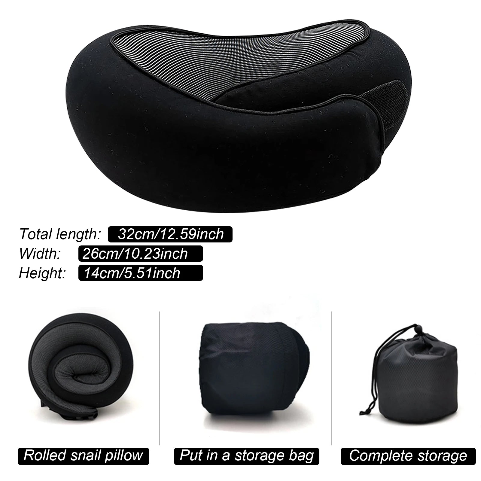Durable memory foam travel neck support pillow, an essential accessory for comfortable road trips & flights.