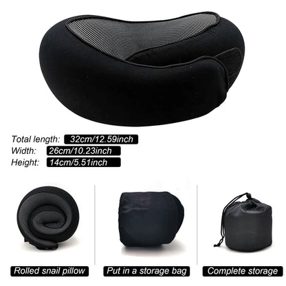 Durable memory foam travel neck support pillow, an essential accessory for comfortable road trips & flights.