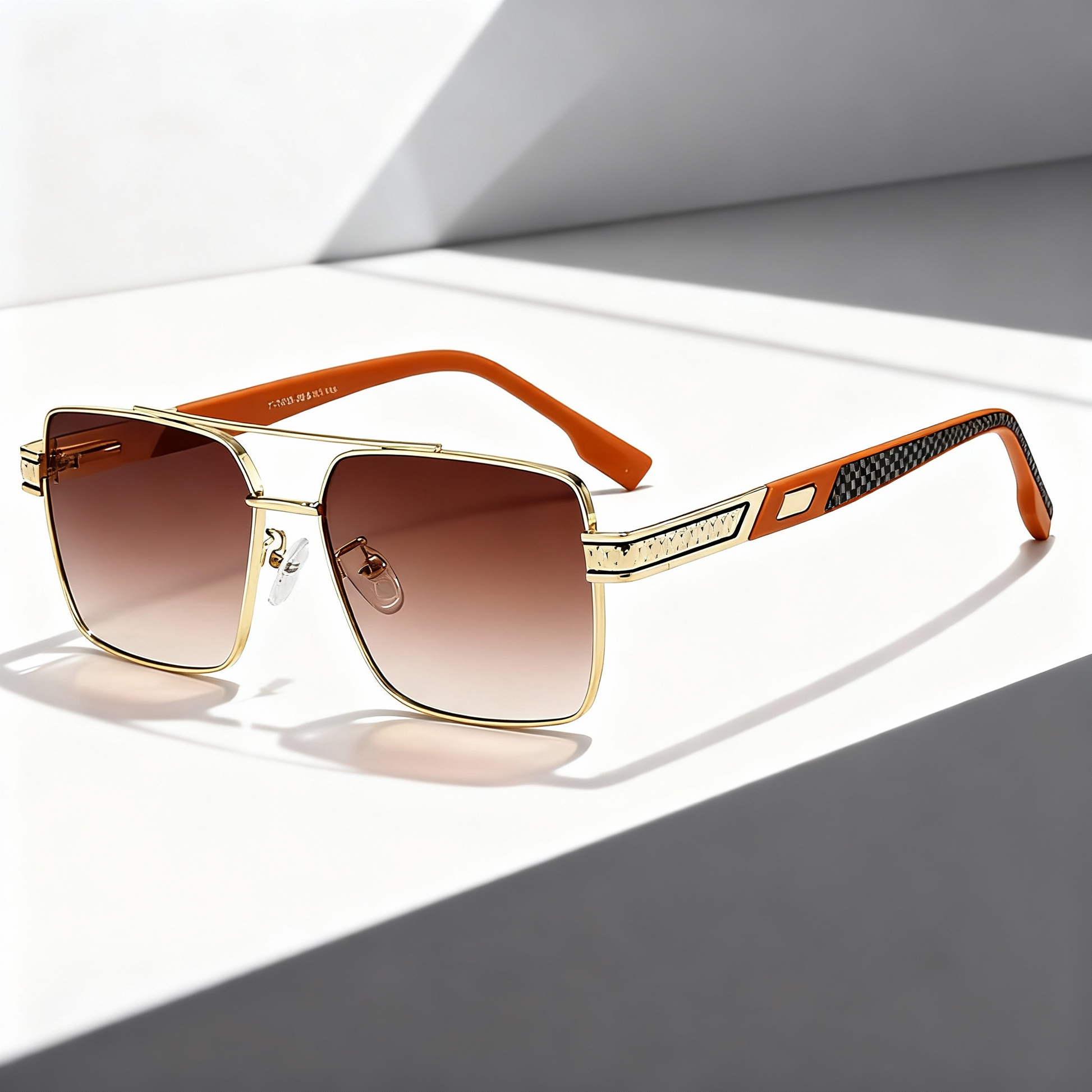 Unisex metal frame gradient lens sunglasses with UV400 protection, featuring a modern, stylish design in orange brown.