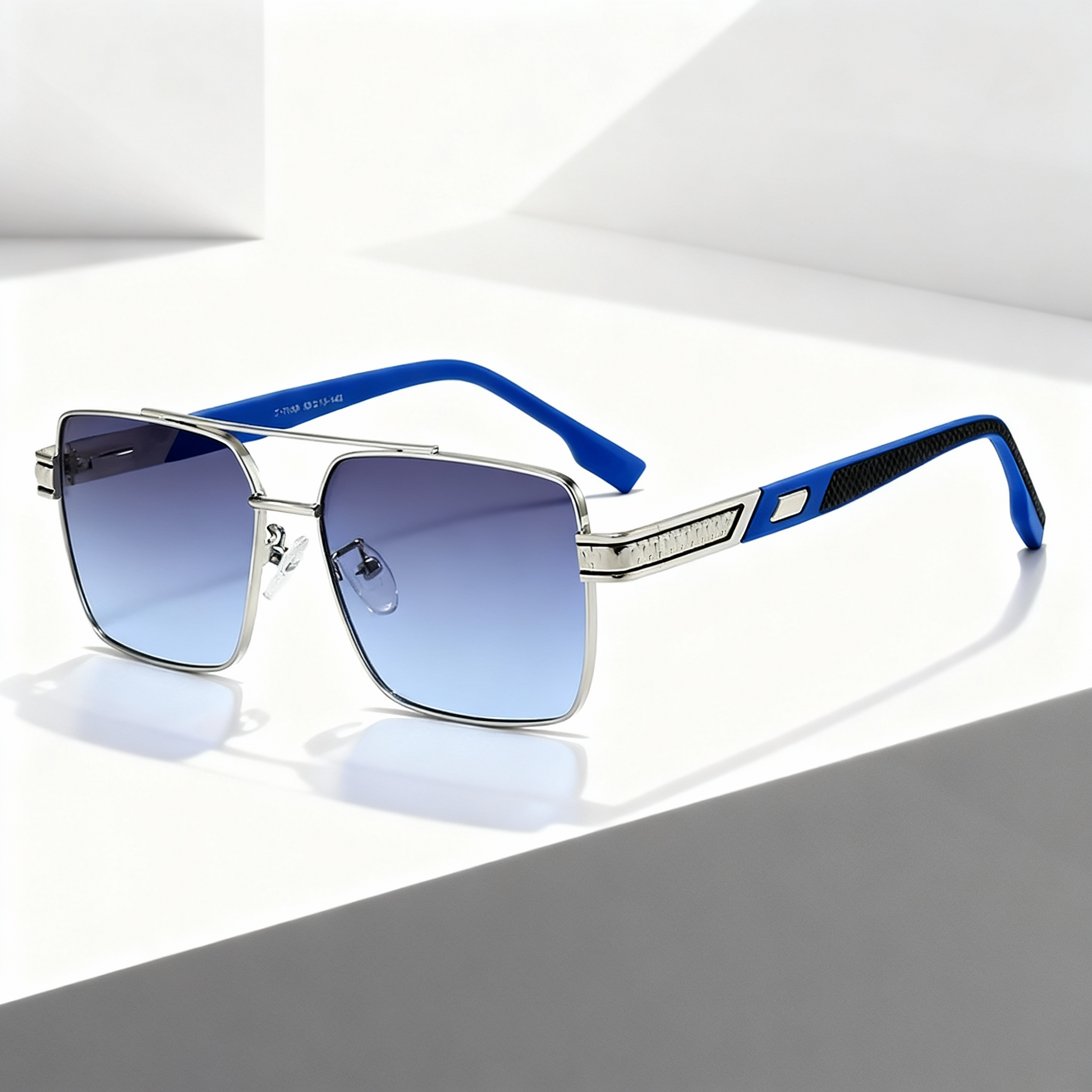 Stylish purple blue gradient lens sunglasses for men & women, crafted with a lightweight metal frame for comfort.