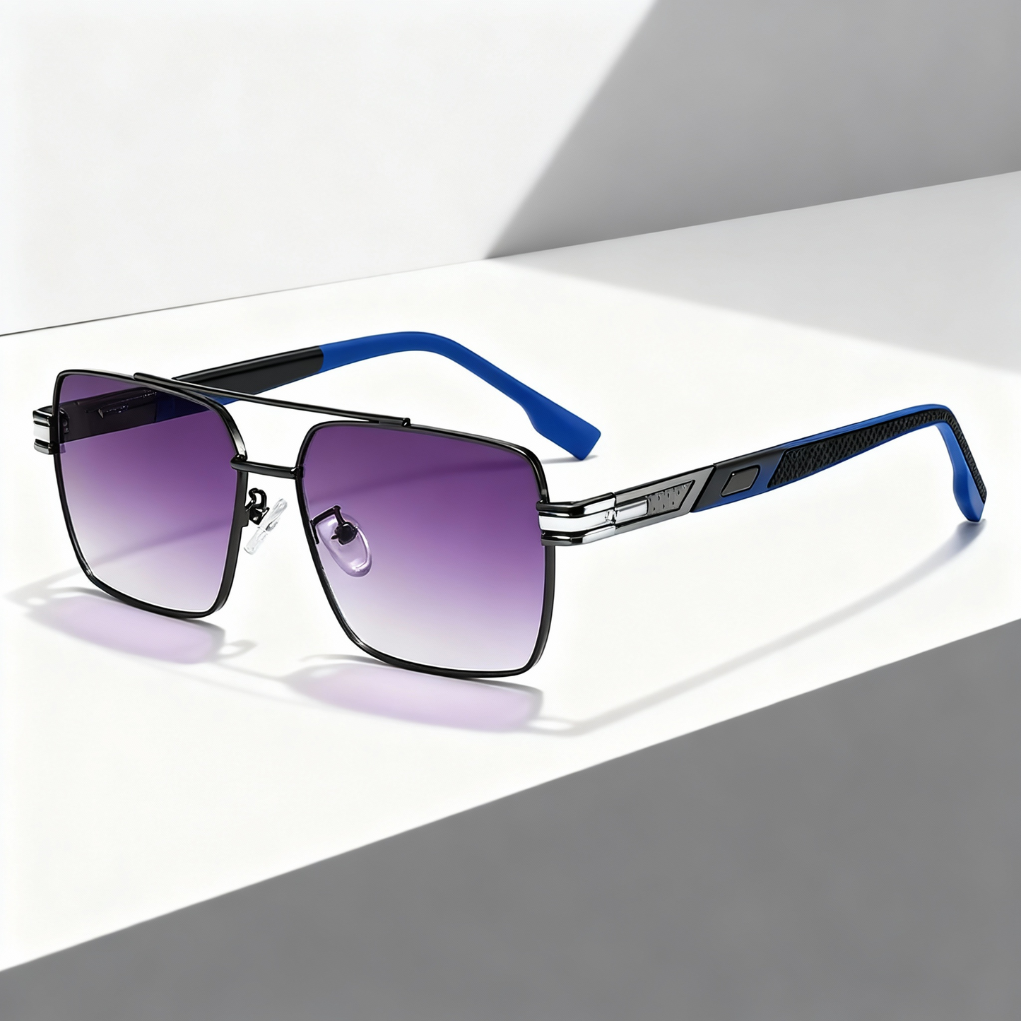 Modern unisex eyewear: sleek metal frame gradient shades providing UV400 protection, perfect for daily fashion.