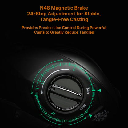 High-performance micro baitcasting fishing reel, perfect for lure anglers in fresh or saltwater.