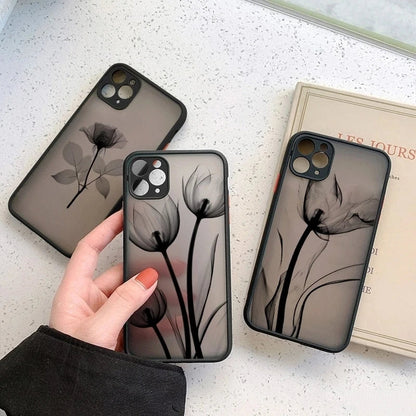 Unisex Midnight Floral iPhone case with matte finish. Slim, shockproof, MagSafe compatible for iPhone protection.