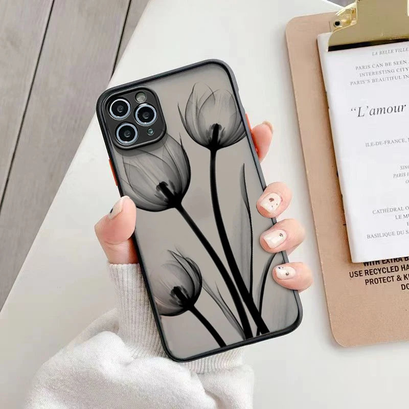 Unisex midnight floral iPhone case. Matte finish, slim, and shockproof for elegant and durable phone protection.
