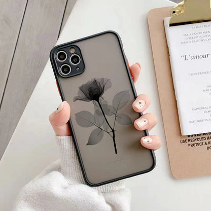 Dark floral iPhone case, matte finish. Provides drop protection, MagSafe compatibility & elegant style for your phone.