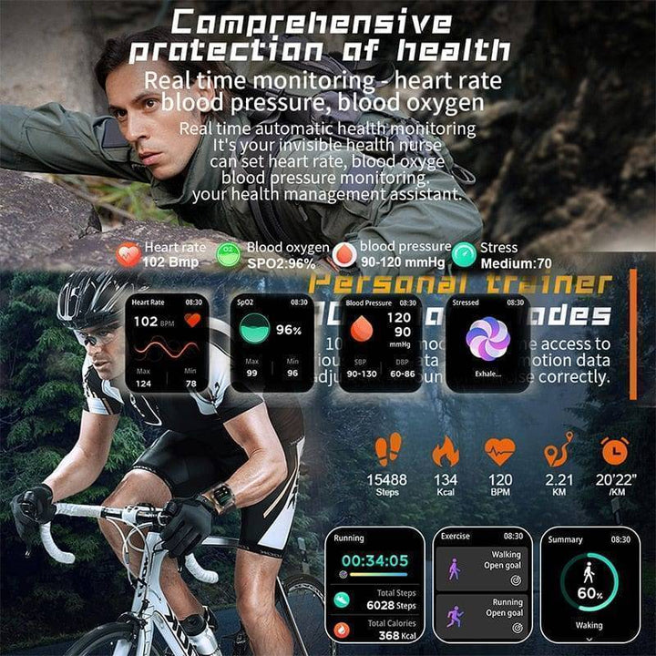 Black military smartwatch, essential gear for outdoor adventures, heart rate monitoring