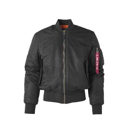 Close-up of zipper and collar detail on a stylish unisex bomber jacket, ideal for winter casual wear.