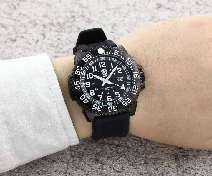 Adventure gear: unisex tactical survival watch with sapphire crystal, on a black background