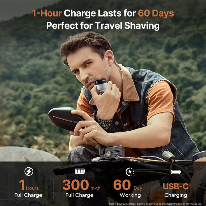 Small portable electric shaver for men, waterproof design, ideal for grooming on-the-go