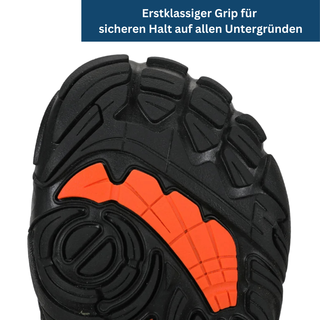 Barefoot hiking shoes on a trail, highlighting their minimalist design for outdoor use