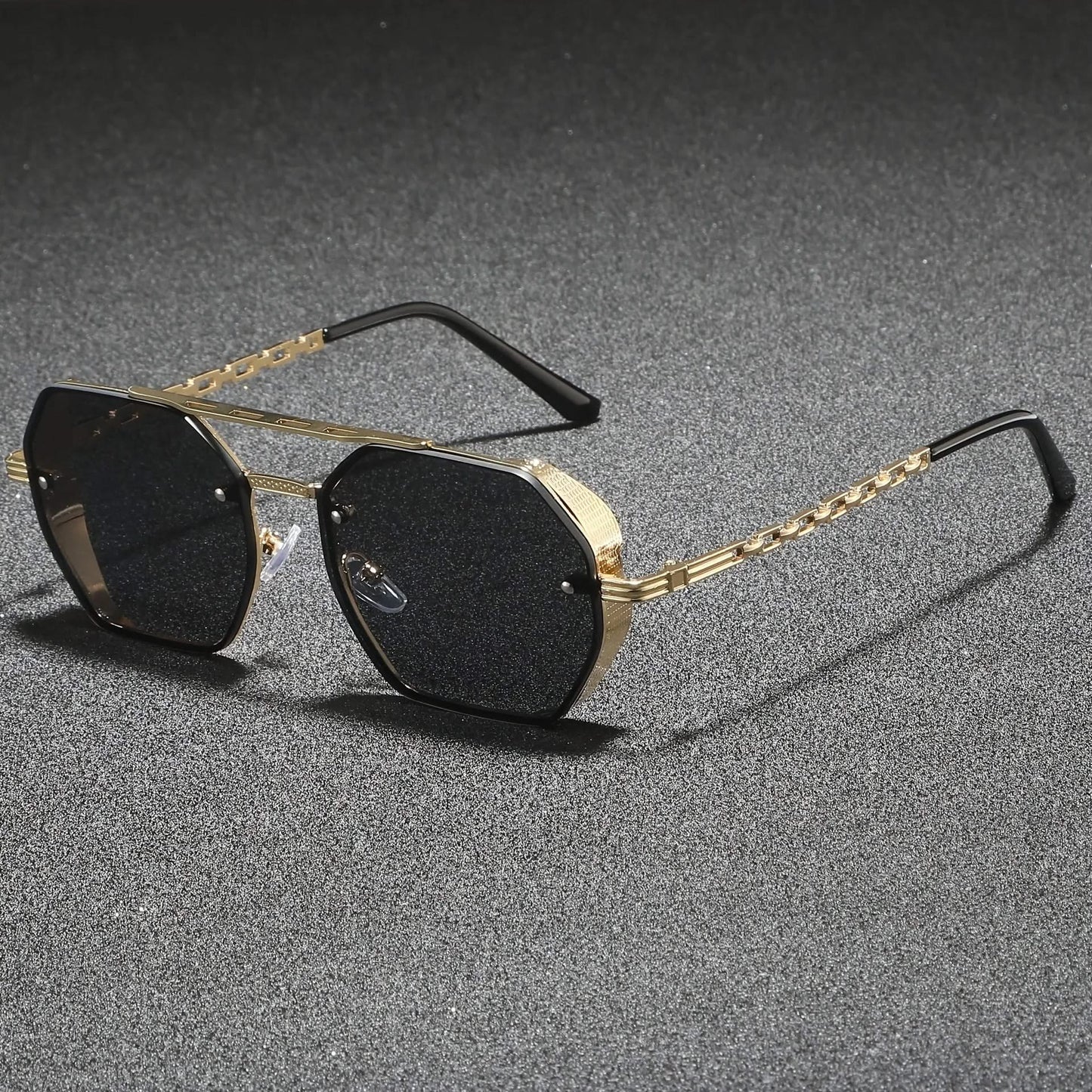 Stylish unisex geometric metal sunglasses, perfect modern eyewear with UV protection for any face.